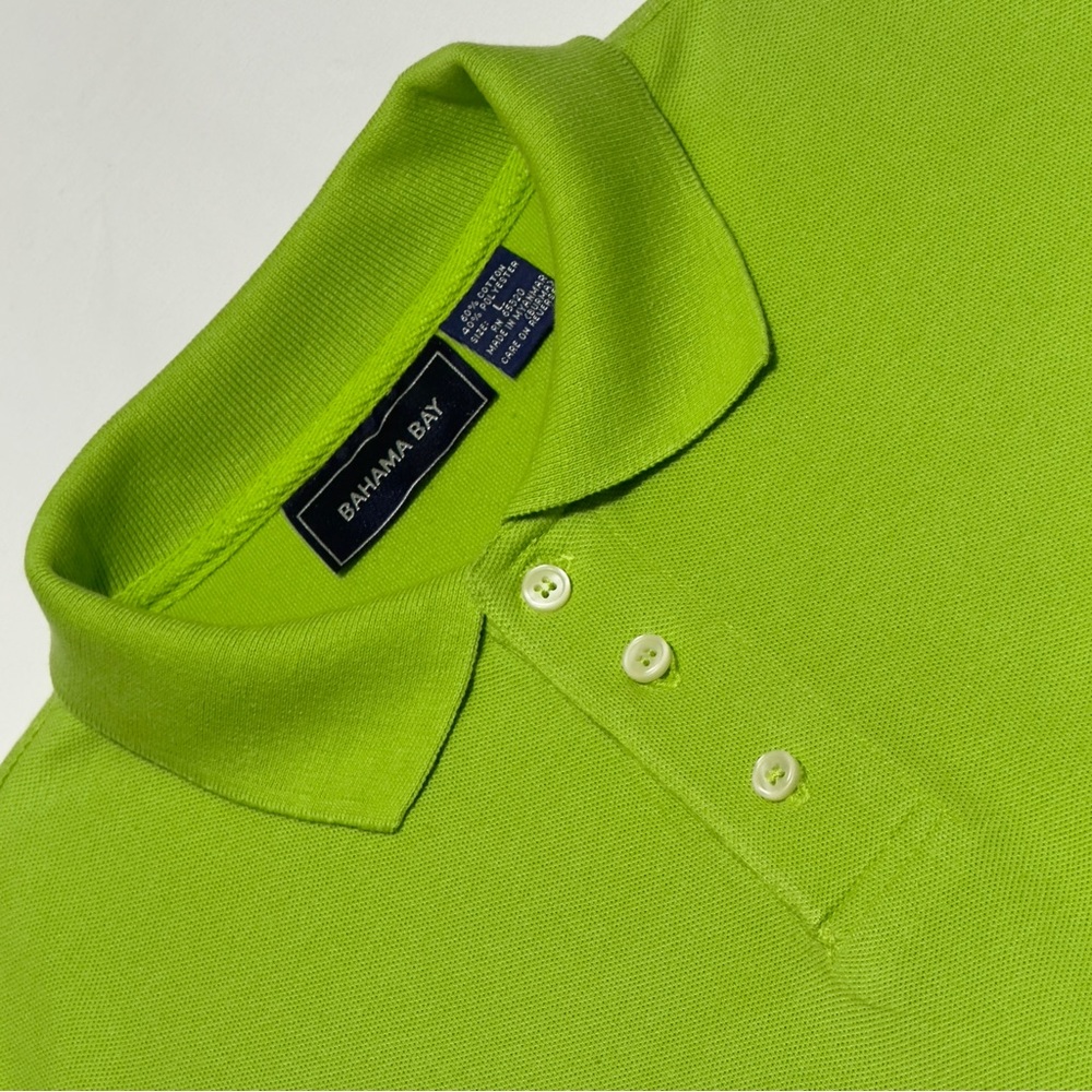 Bahama Bay Vibrant Green Size Large Polo‎ Shirt  Excellent